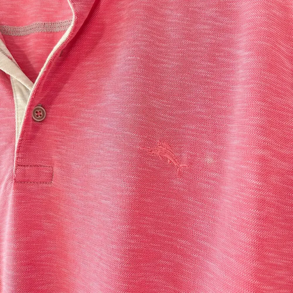 Tommy Bahama Pink Short Sleeve Polo Shirt Size XXL Modal Blend Casual
